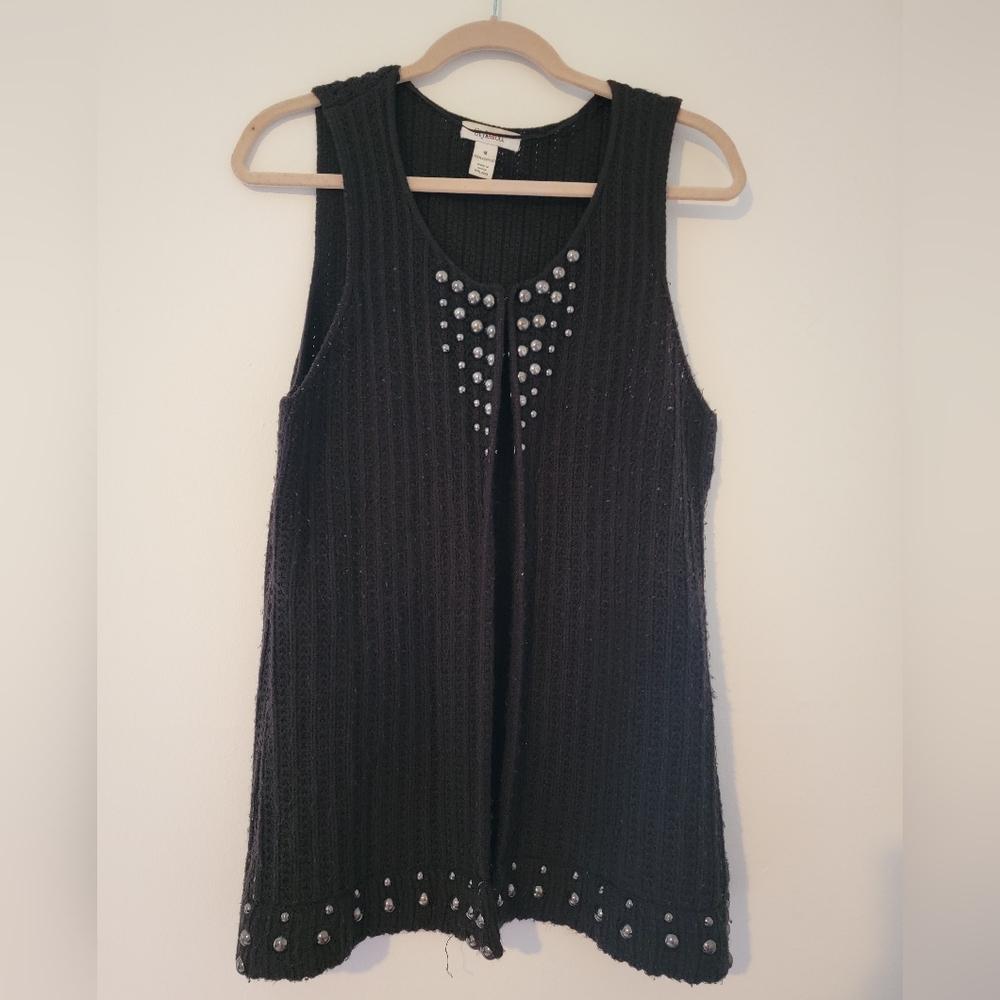 Style & Co. Black Studded Knit Vest